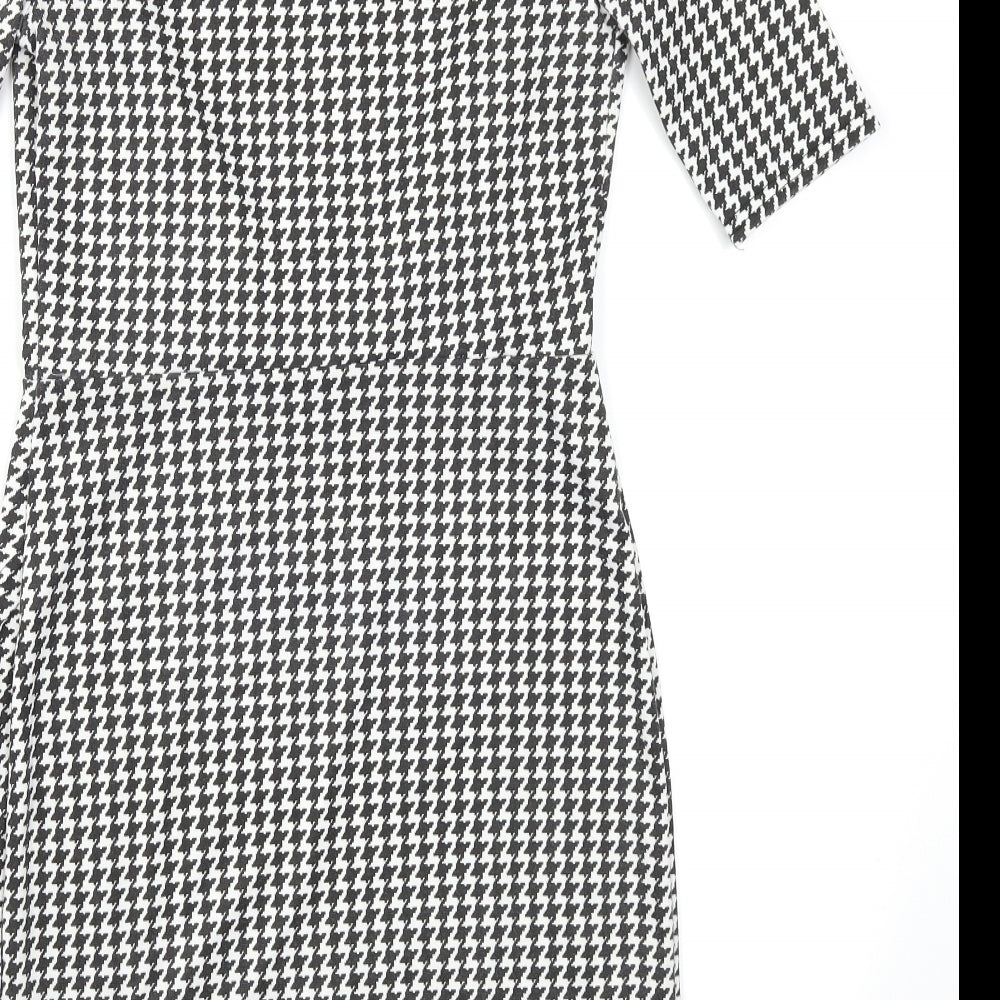 New Look Womens Black Houndstooth  Bodycon  Size 8