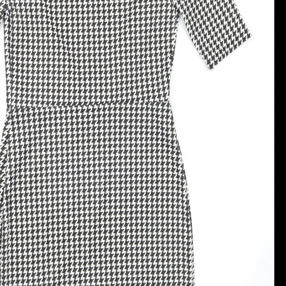Preloved New Look Womens Black Houndstooth  Bodycon  Size 8 - Label