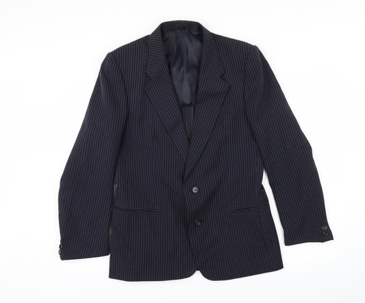 Rex Trueform Mens Blue Striped  Jacket Suit Jacket Size 40