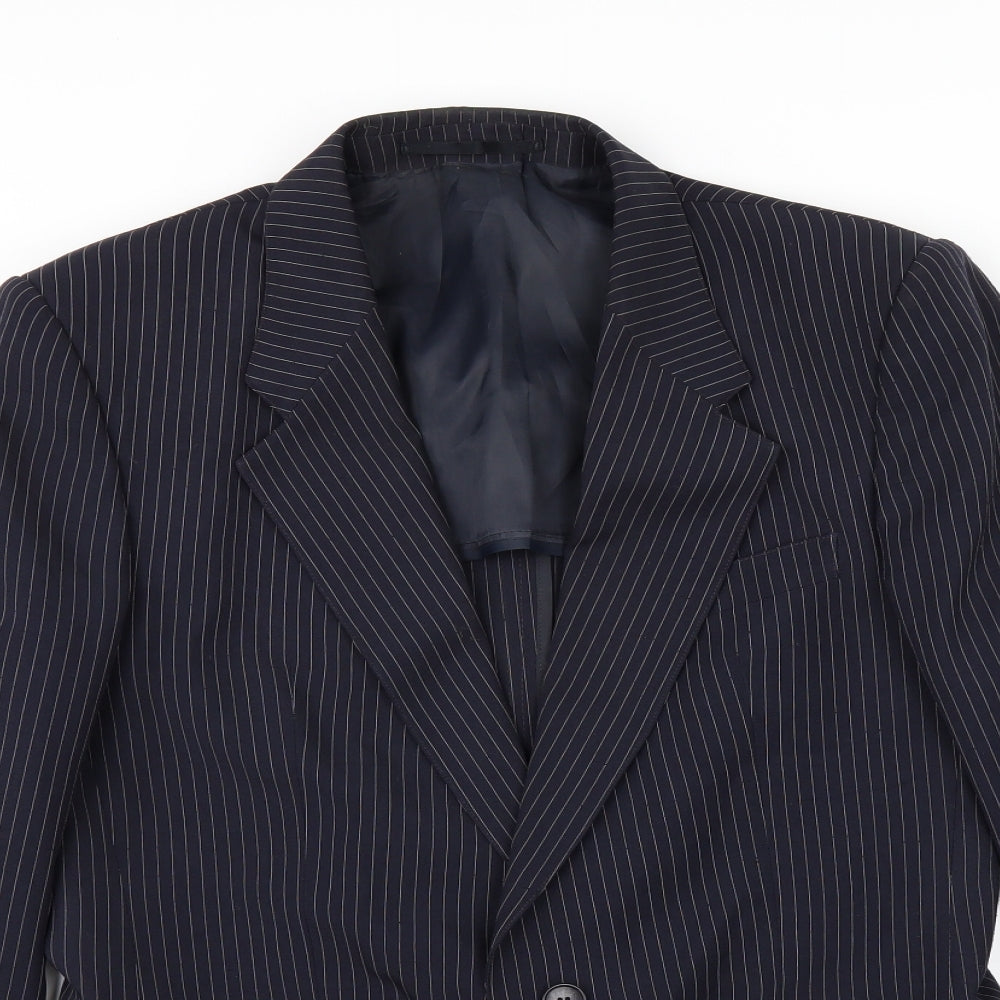 Rex Trueform Mens Blue Striped  Jacket Suit Jacket Size 40