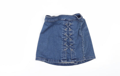 Preloved NEXT Girls Blue  Denim Mini Skirt Size 9 Years - Front