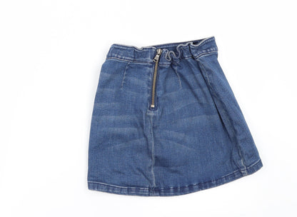 Preloved NEXT Girls Blue  Denim Mini Skirt Size 9 Years - Back