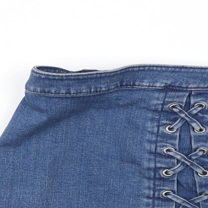 Preloved NEXT Girls Blue  Denim Mini Skirt Size 9 Years - Detail