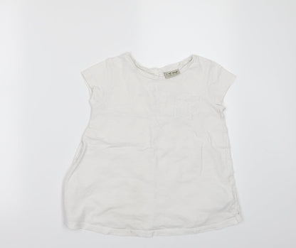 Next Girls White   Basic T-Shirt Size 7 Years  - lace back