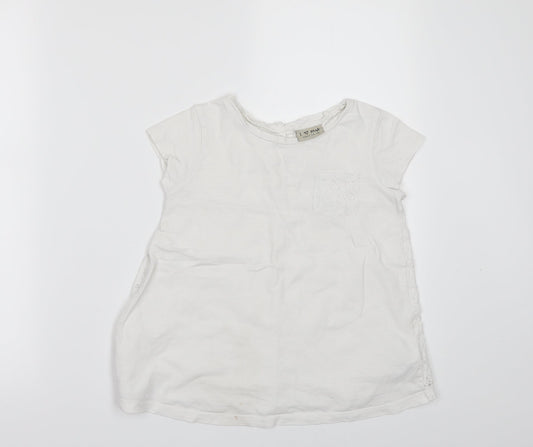 NEXT Girls White   Basic T-Shirt Size 7 Years  - lace back