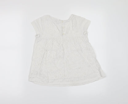 Next Girls White   Basic T-Shirt Size 7 Years  - lace back