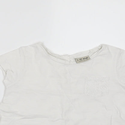 Next Girls White   Basic T-Shirt Size 7 Years  - lace back