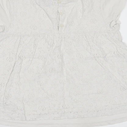 Next Girls White   Basic T-Shirt Size 7 Years  - lace back