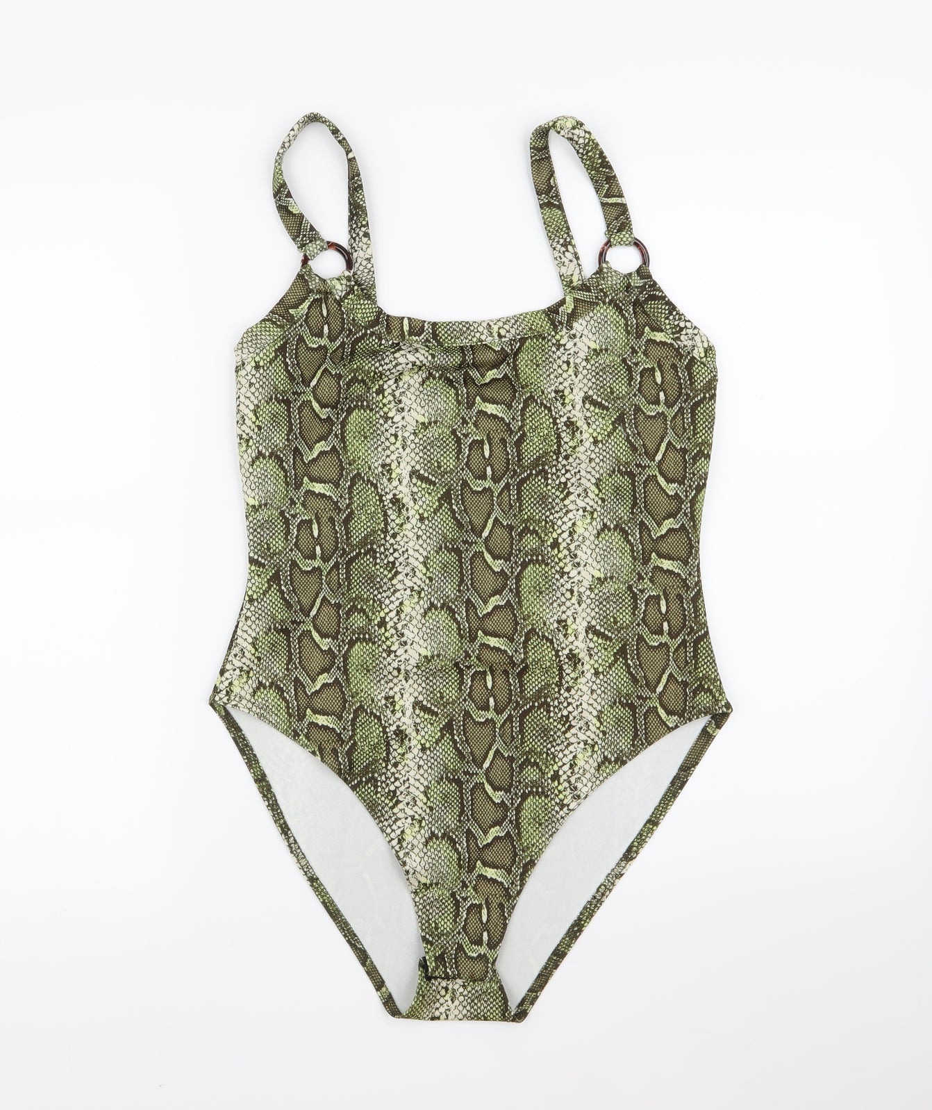 PRETTYLITTLETHING Womens Green Animal Print  Bodysuit One-Piece Size 10