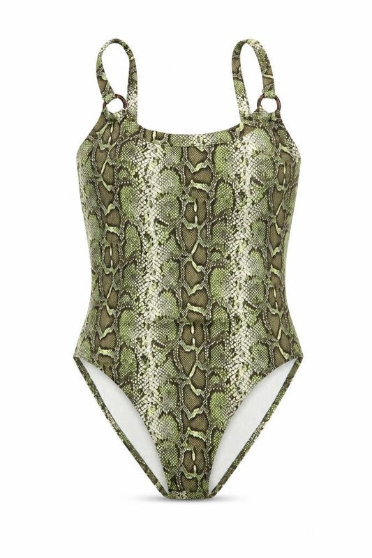 PRETTYLITTLETHING Womens Green Animal Print  Bodysuit One-Piece Size 10