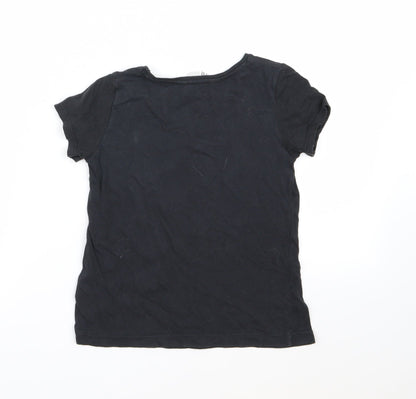 Preloved H&M Girls Black   Basic T-Shirt Size 9-10 Years  - Unicorn - Back