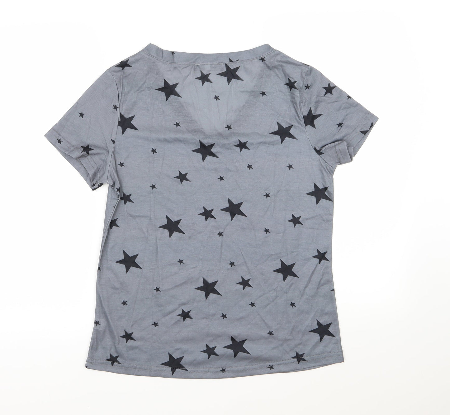 Yoins Womens Grey   Basic T-Shirt Size S  - Star Print