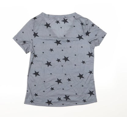 Yoins Womens Grey   Basic T-Shirt Size S  - Star Print
