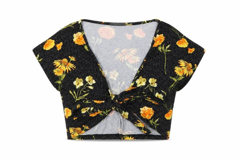 Primark Womens Beige Floral  Basic Blouse Size 12  - tie front
