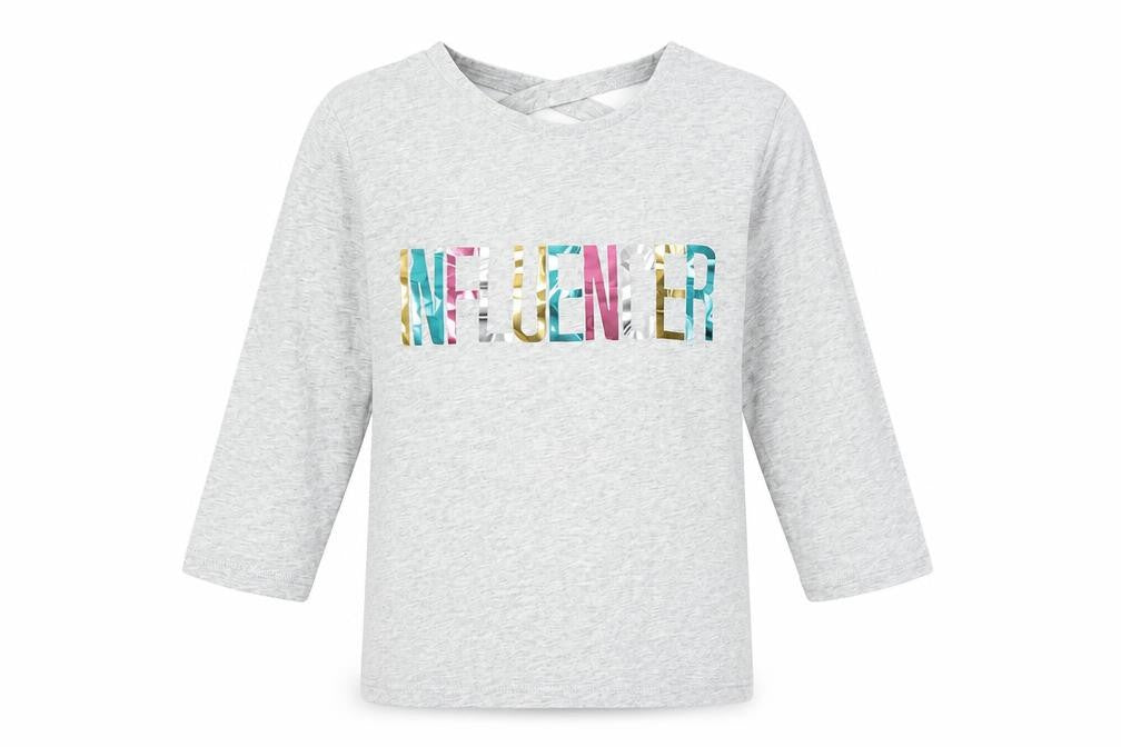 F&F Girls Grey   Basic T-Shirt Size 8-9 Years  - influencer