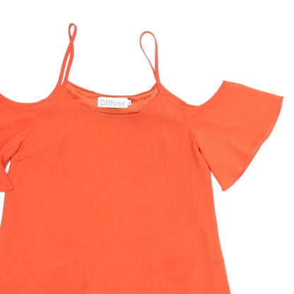 Preloved Diffuse Womens Orange   Tunic Blouse Size 10 - Detail