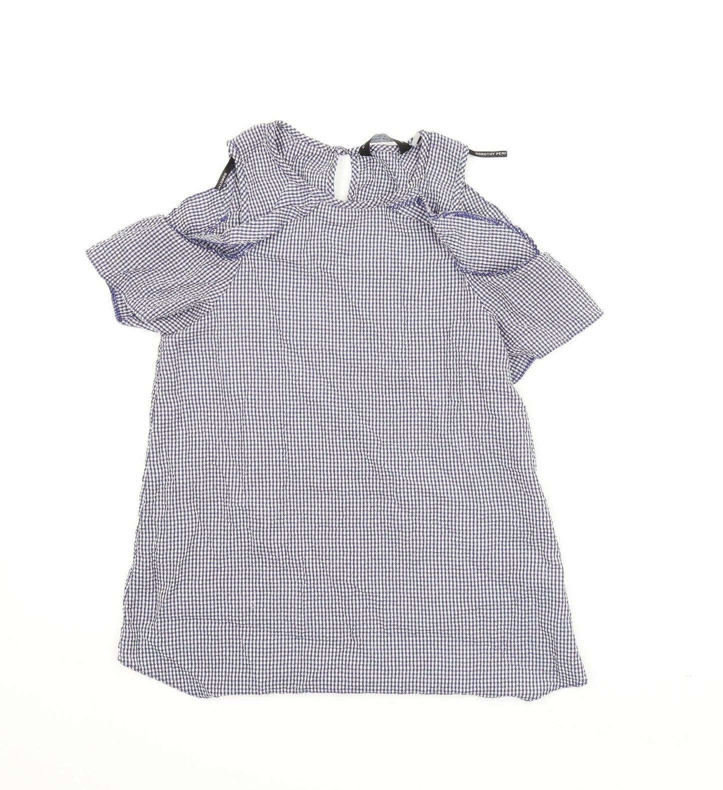 Dorothy Perkins Womens Blue Check  Basic Blouse Size 8