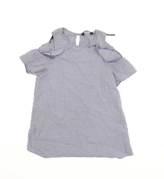 Dorothy Perkins Womens Blue Check  Basic Blouse Size 8