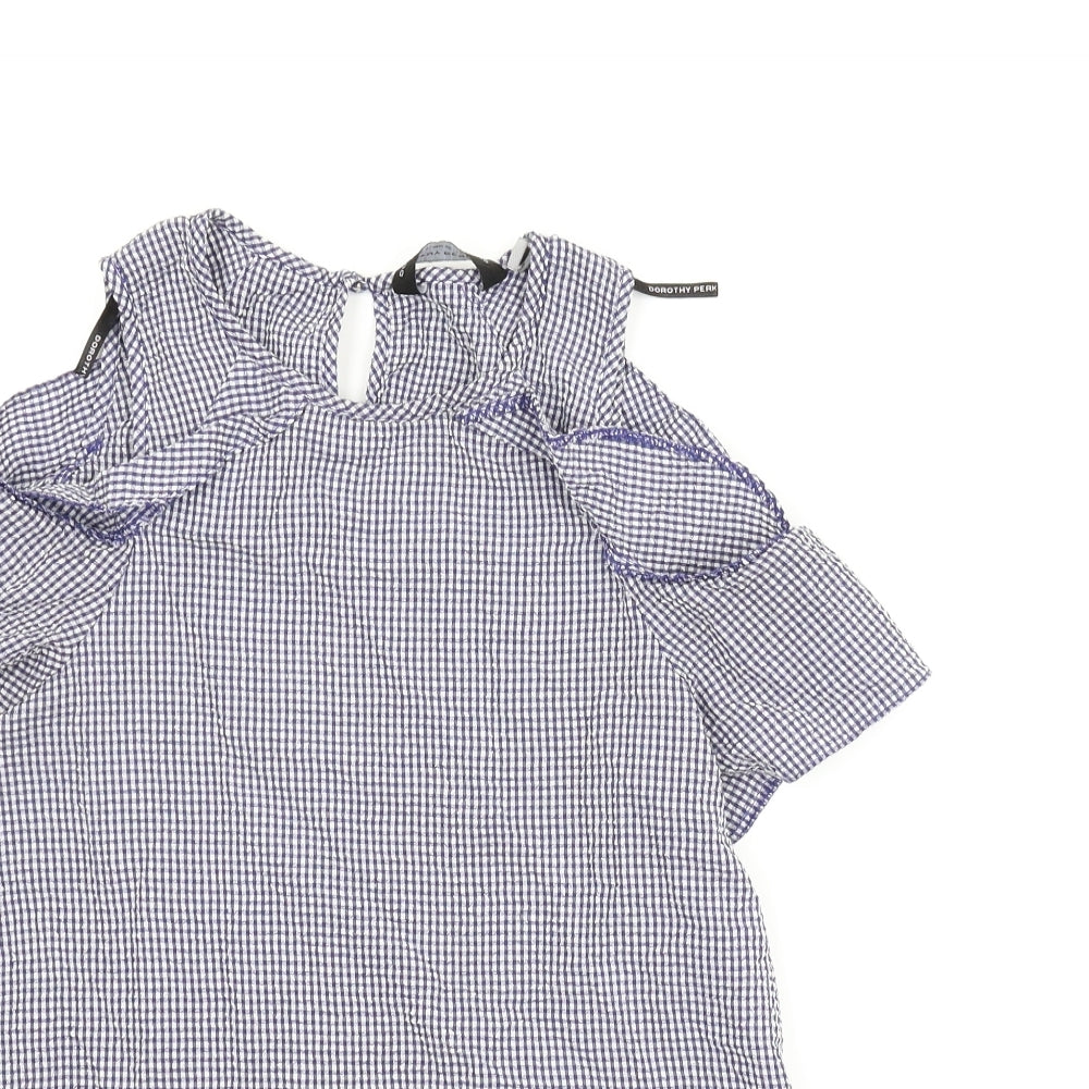Dorothy Perkins Womens Blue Check  Basic Blouse Size 8