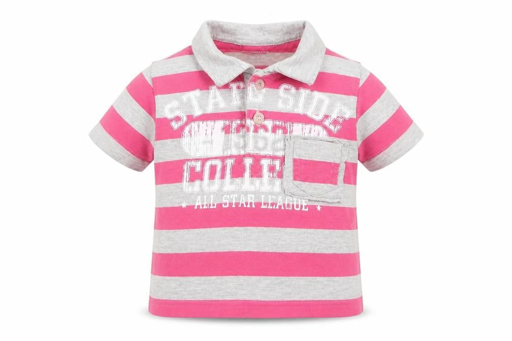 EA Girls Pink Striped  Basic Polo Size 12-18 Months