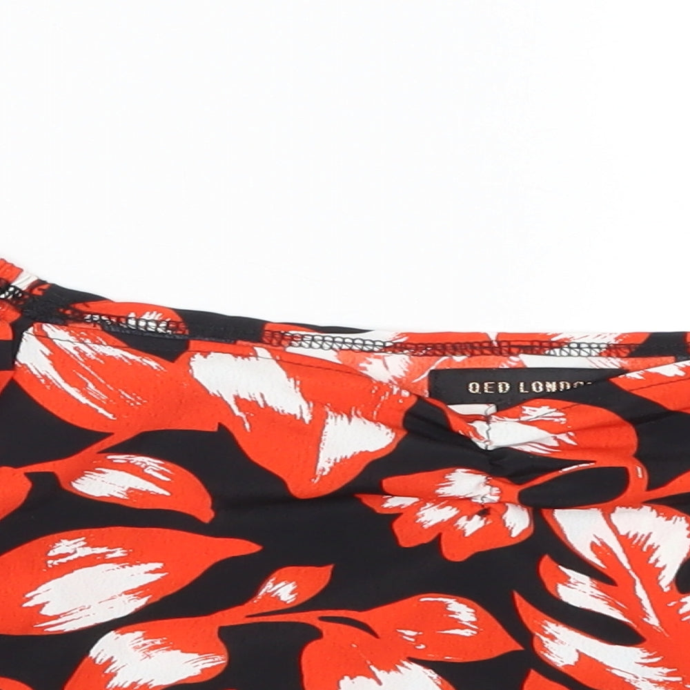 QED London Womens Orange Floral  Cropped T-Shirt Size 8