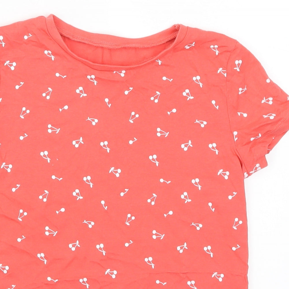 George Girls Pink   Basic T-Shirt Size 7-8 Years  - Cherry Print
