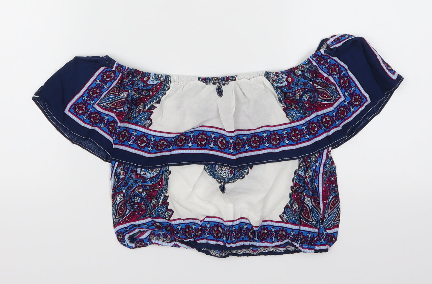 Love & Other Things Womens Blue Geometric  Cropped Tank Size M  - Batik