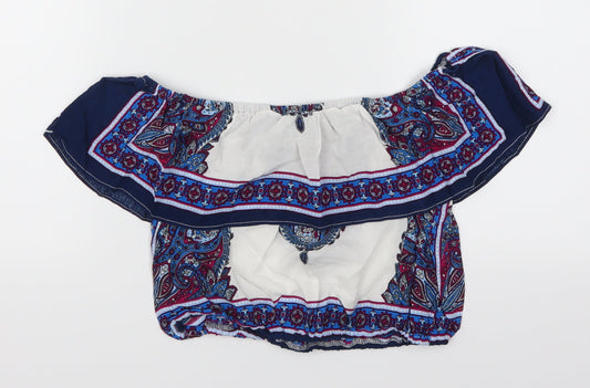 Love & Other Things Womens Blue Geometric  Cropped Tank Size M  - Batik