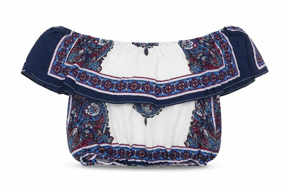 Love & Other Things Womens Blue Geometric  Cropped Tank Size M  - Batik