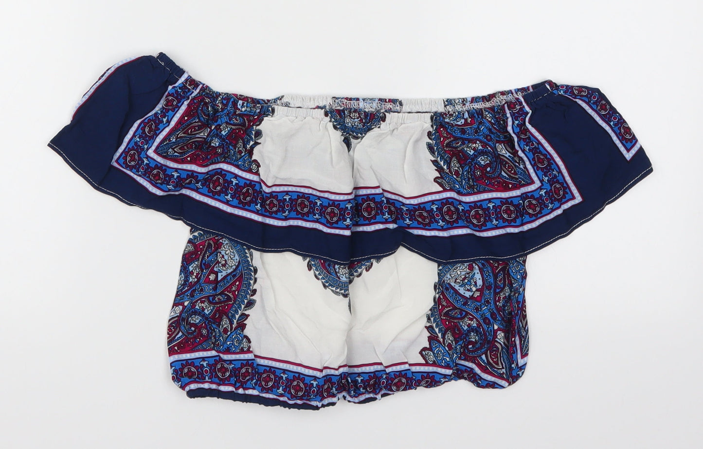 Love & Other Things Womens Blue Geometric  Cropped Tank Size M  - Batik
