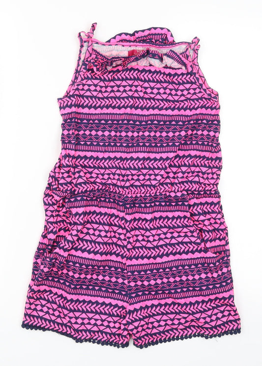 Young Dimension Girls Pink Geometric  Playsuit One-Piece Size 12-13 Years