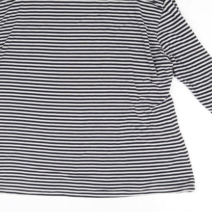 H&M Womens White Striped  Pullover Sweatshirt Size M