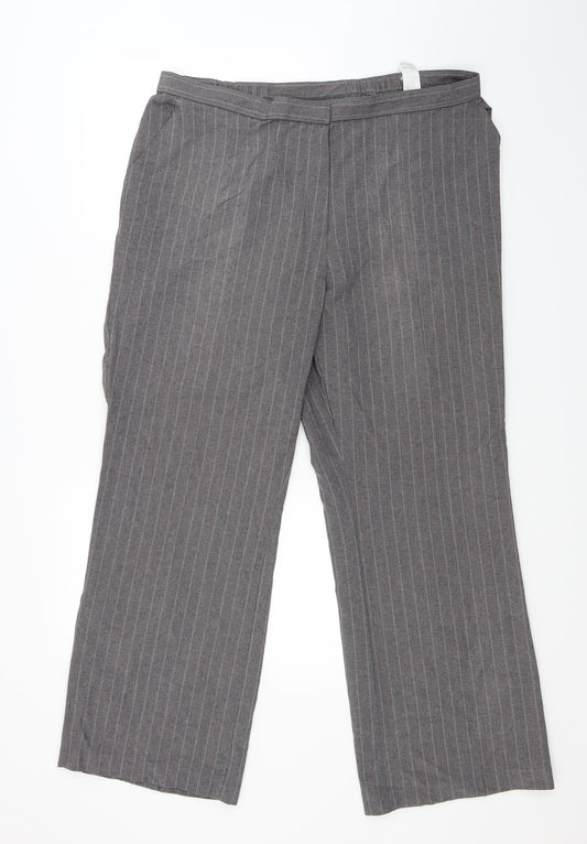 Marks and Spencer Womens Grey Striped  Trousers  Size 18 L27 in