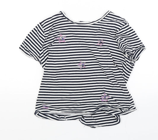 Zara Womens White Striped  Basic T-Shirt Size S