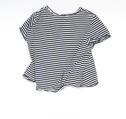 Preloved Zara Womens White Striped  Basic T-Shirt Size S - Back