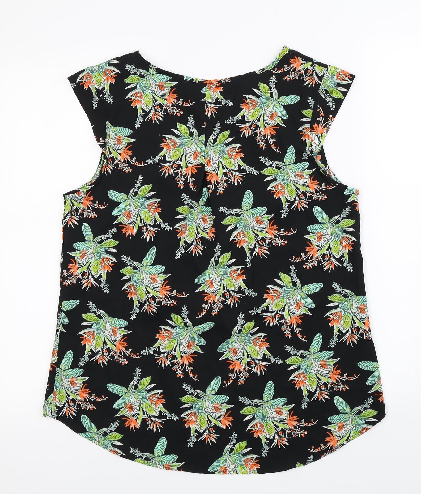 Peacocks  Womens Black Floral  Basic Blouse Size 10