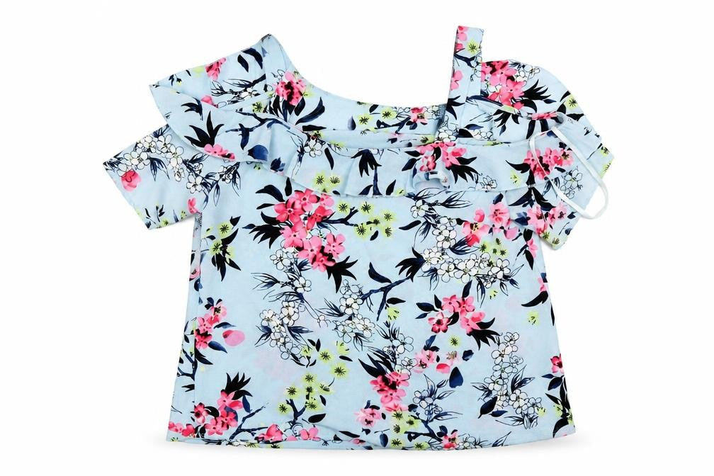 Quiz  Womens Blue Floral  Basic Blouse Size 8
