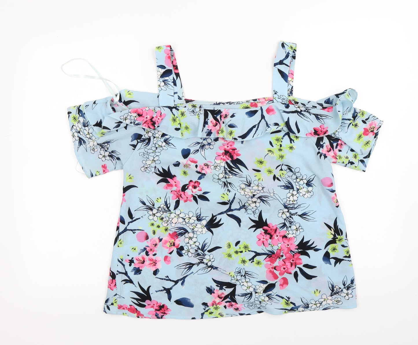 Quiz  Womens Blue Floral  Basic Blouse Size 8