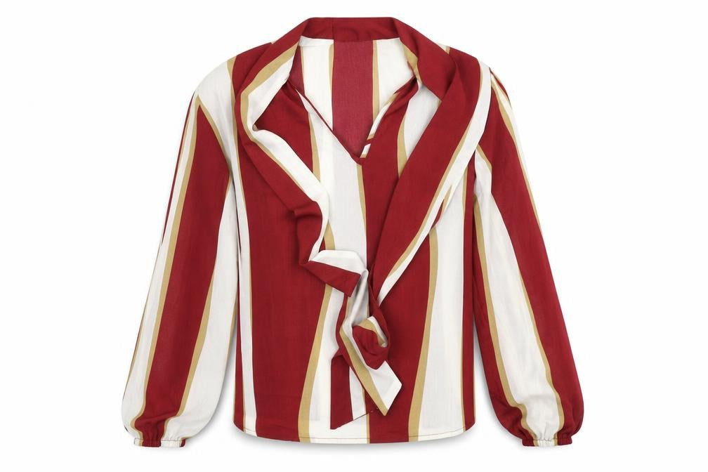 SheIn  Womens Red Striped  Basic Blouse Size S
