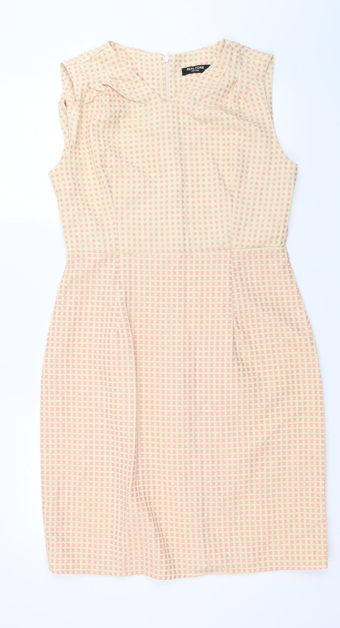 Real Form  Womens Yellow Check  A-Line  Size 14