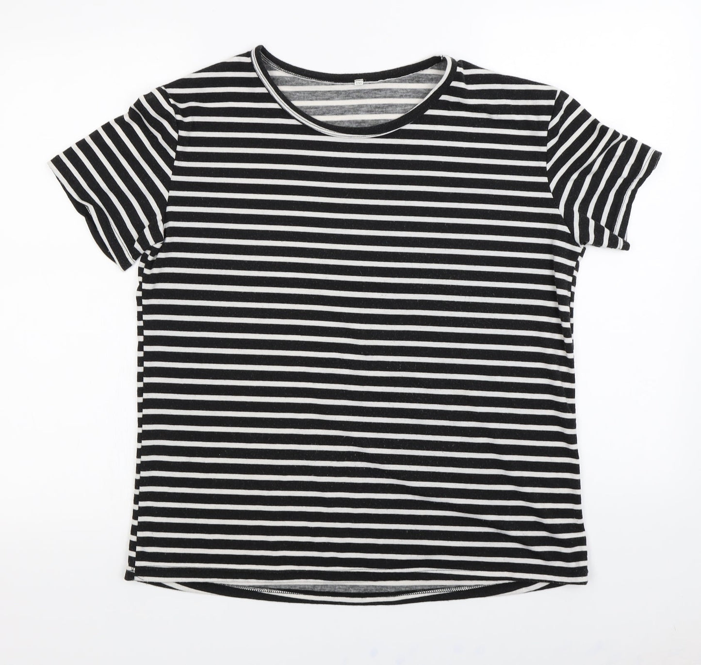 Preworn Womens Black Striped  Basic T-Shirt Size 2XL