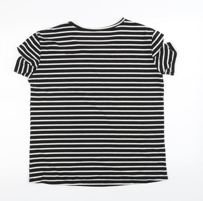 Preloved Preworn Womens Black Striped  Basic T-Shirt Size 2XL - Back