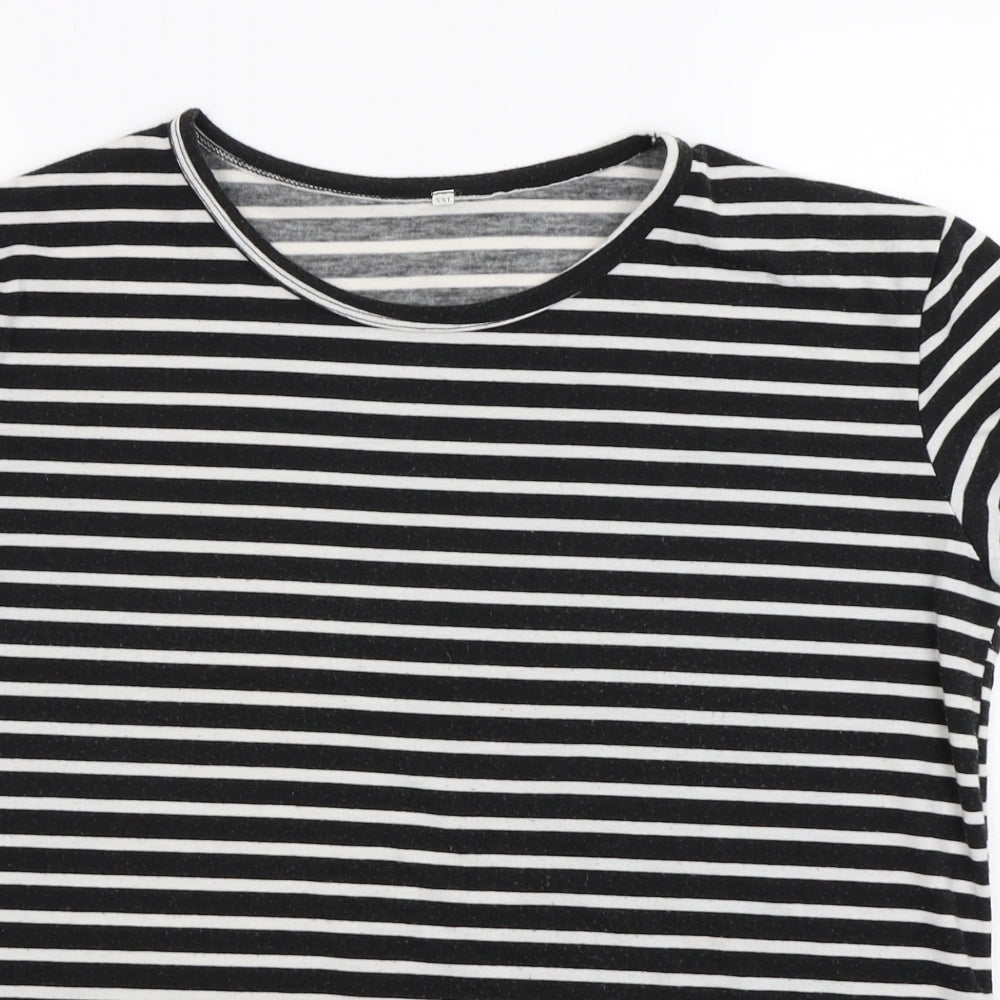 Preworn Womens Black Striped  Basic T-Shirt Size 2XL