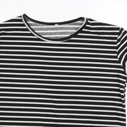 Preloved Preworn Womens Black Striped  Basic T-Shirt Size 2XL - Detail
