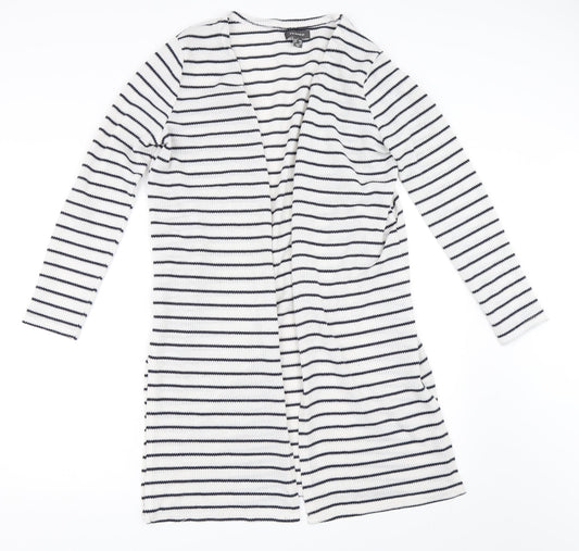 Primark Womens White Striped  Cardigan Jumper Size S