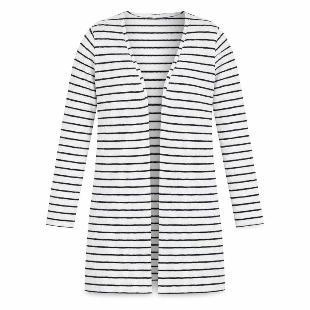 Primark Womens White Striped  Cardigan Jumper Size S