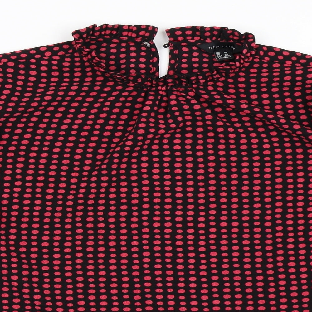 New Look Womens Black Polka Dot  Basic Blouse Size 10