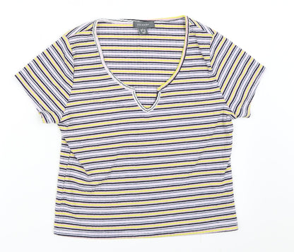 Preloved Primark Womens Purple Striped  Basic T-Shirt Size 14 - Front