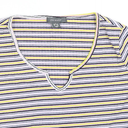 Preloved Primark Womens Purple Striped  Basic T-Shirt Size 14 - Detail
