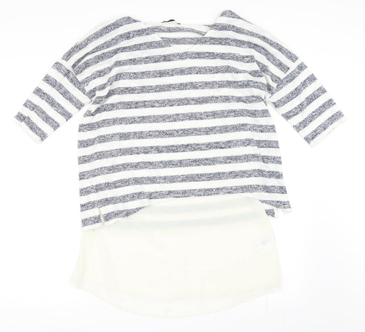 George Womens Ivory Striped  Pullover Jumper Size 12